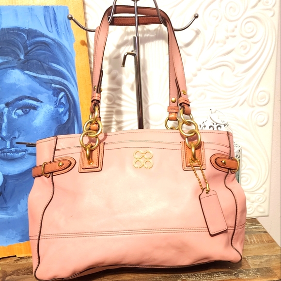 Coach Handbags - Coach Colette Light Pink Leather Shoulder Bag Tote 12.5 x 9 x 5